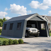 20 x 13 ft Portable Garage Carport - Dark Grey Steel Frame-Patio & Garden > Wedding & Events Tents > Car Shelters-DECOROLALA