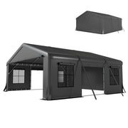 20' x 20' Heavy Duty Carport Canopy Garage - Dark Grey-Patio & Garden > Wedding & Events Tents > Car Shelters-DECOROLALA