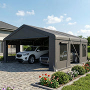 20' x 20' Heavy Duty Carport Canopy Garage - Dark Grey-Patio & Garden > Wedding & Events Tents > Car Shelters-DECOROLALA