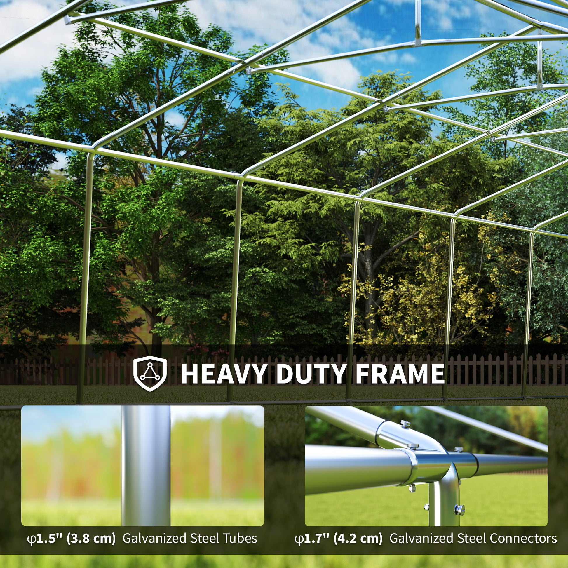 20' x 33' Heavy Duty Party Tent & Carport - Grey PE Steel-Patio & Garden > Wedding & Events Tents > Canopy Tents-DECOROLALA