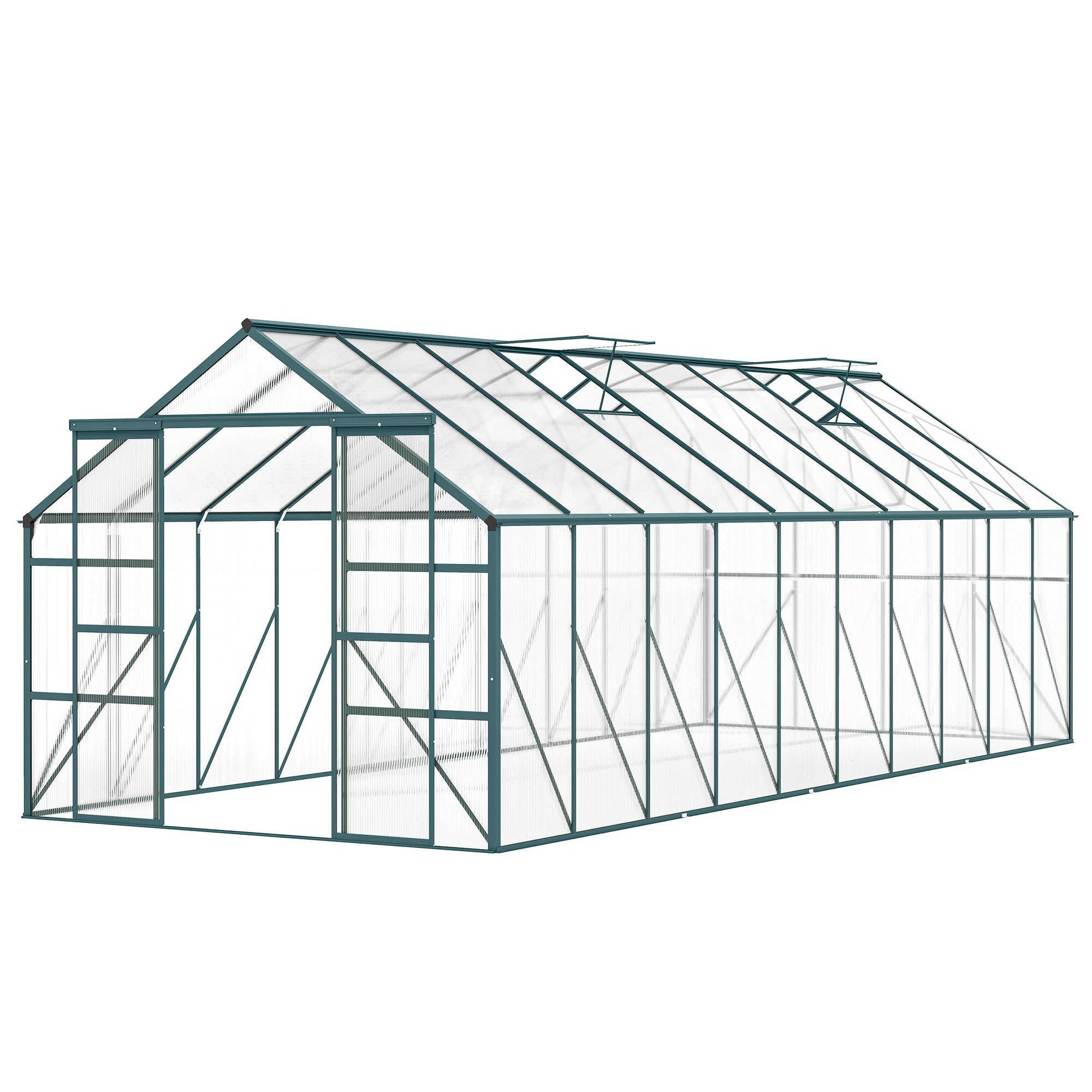 20' x 8' Aluminum Walk-in Garden Greenhouse - Green-DECOROLALA