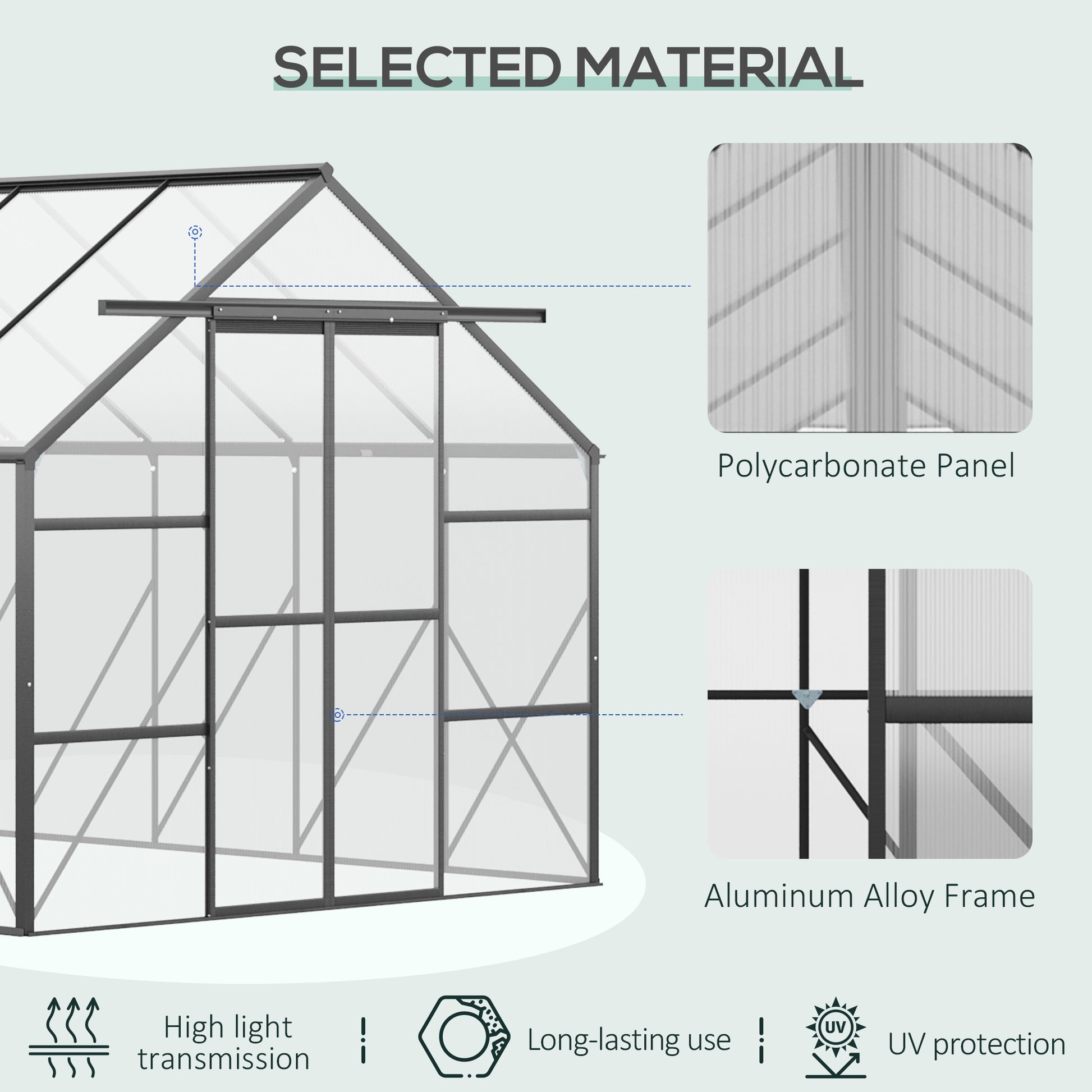 20' x 8' Aluminum Walk-in Greenhouse - Black/Clear-DECOROLALA