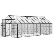20' x 8' Aluminum Walk-in Greenhouse - Black/Clear-DECOROLALA