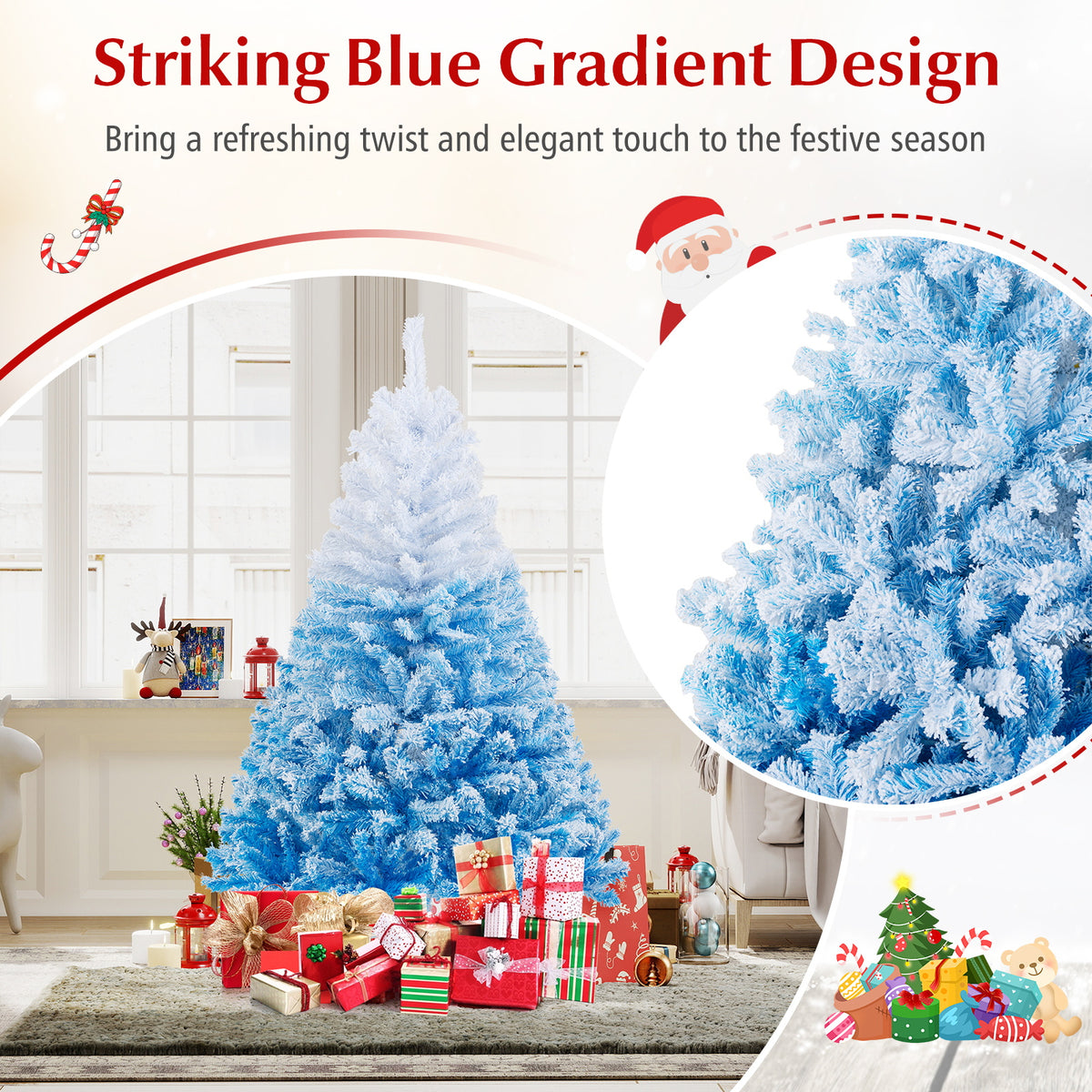 2025 New Artificial Christmas Tree with 456 Branch Tips and Folding Metal Stand-6FT-Christmas Trees-DECOROLALA