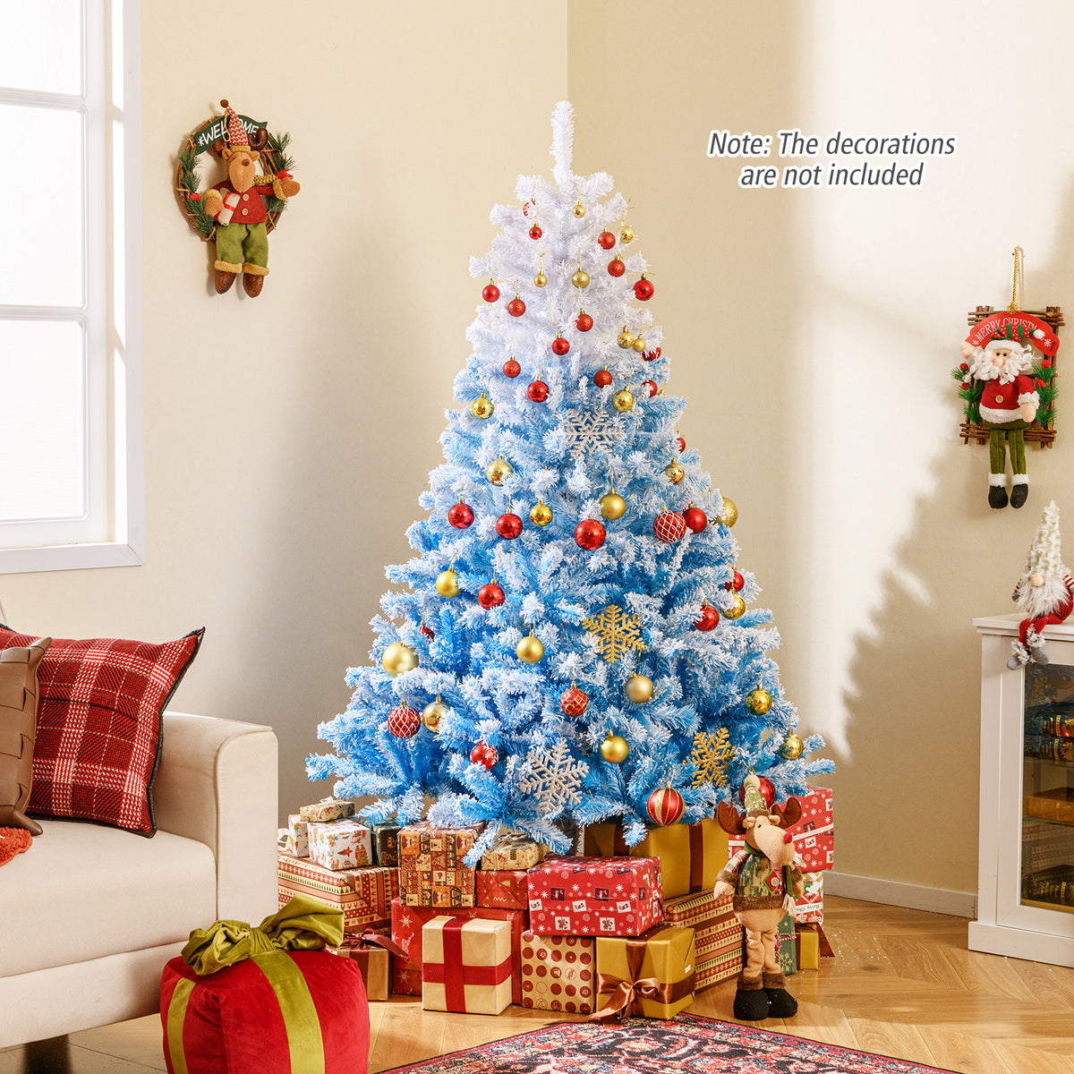 2025 New Artificial Christmas Tree with 456 Branch Tips and Folding Metal Stand-6FT-Christmas Trees-DECOROLALA