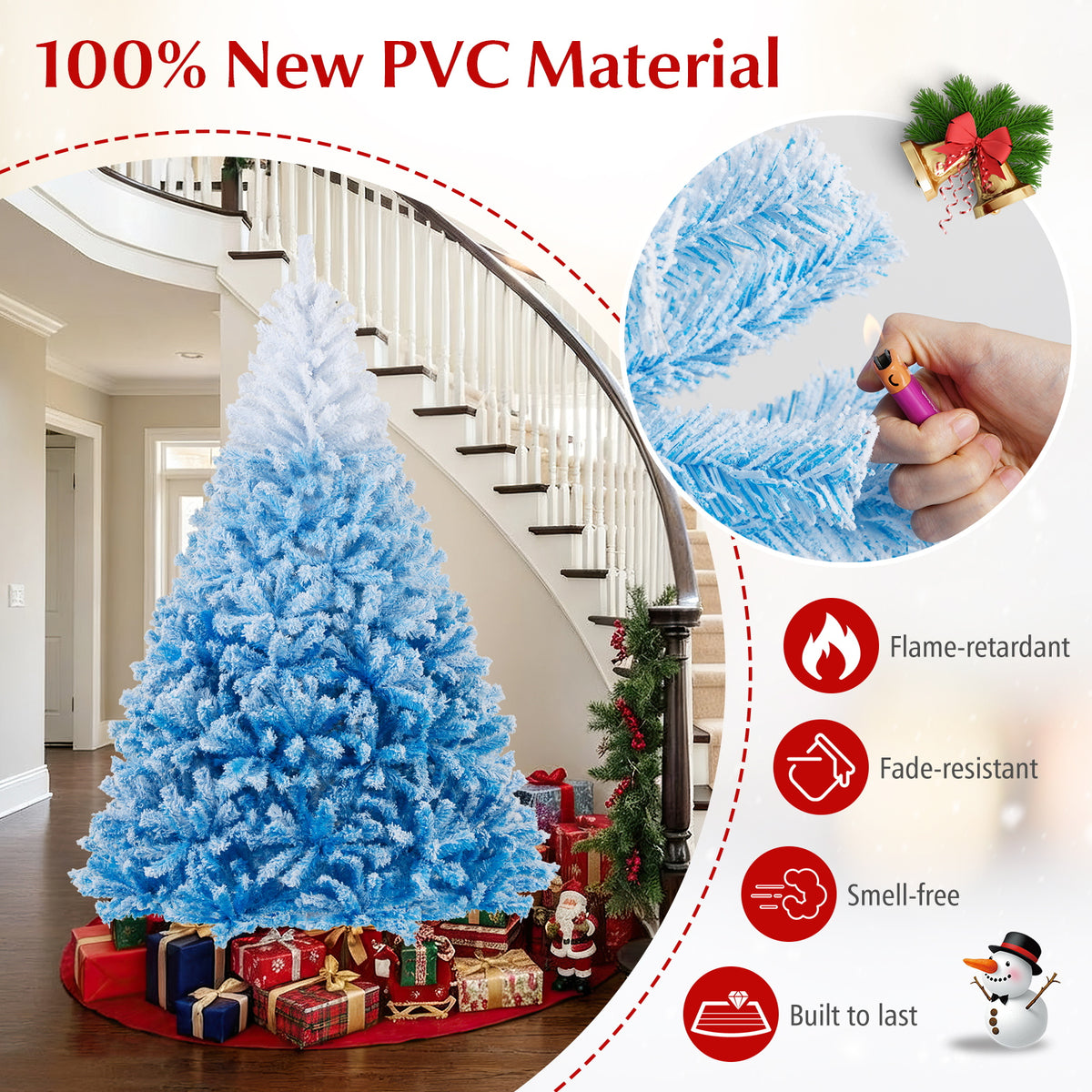 2025 New Artificial Christmas Tree with 456 Branch Tips and Folding Metal Stand-7FT-Christmas Trees-DECOROLALA