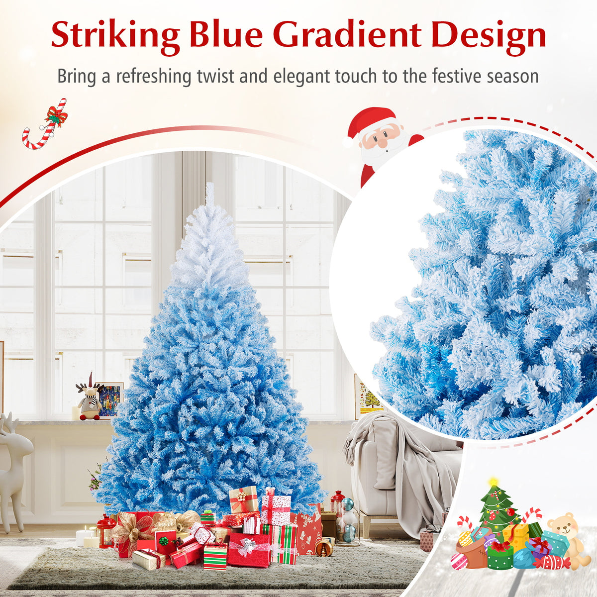 2025 New Artificial Christmas Tree with 456 Branch Tips and Folding Metal Stand-7FT-Christmas Trees-DECOROLALA
