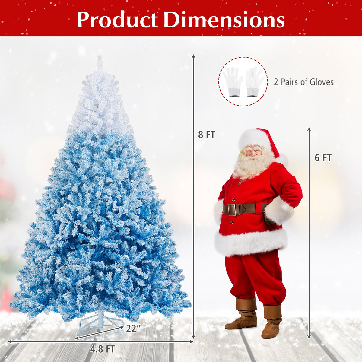 2025 New Artificial Christmas Tree with 456 Branch Tips and Folding Metal Stand-8FT-Christmas Trees-DECOROLALA