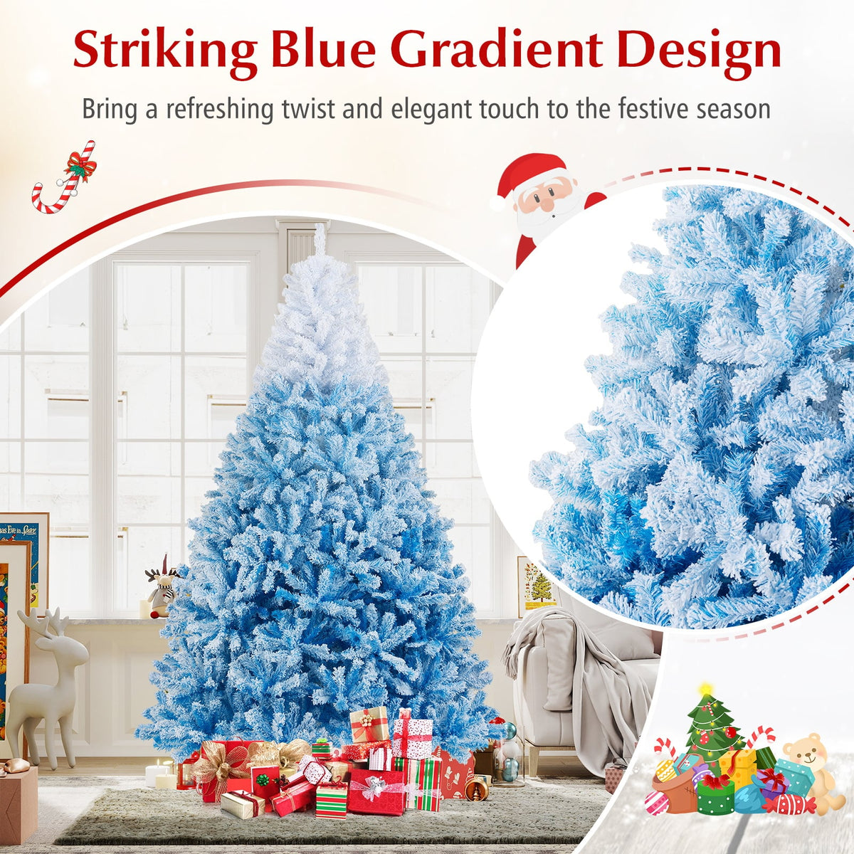 2025 New Artificial Christmas Tree with 456 Branch Tips and Folding Metal Stand-8FT-Christmas Trees-DECOROLALA