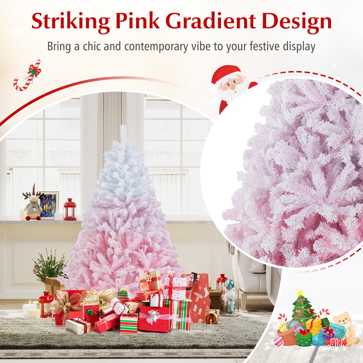2025 New Artificial Christmas Tree with Folding Metal Stand and 456 Branch Tips-5FT-Christmas Trees-DECOROLALA