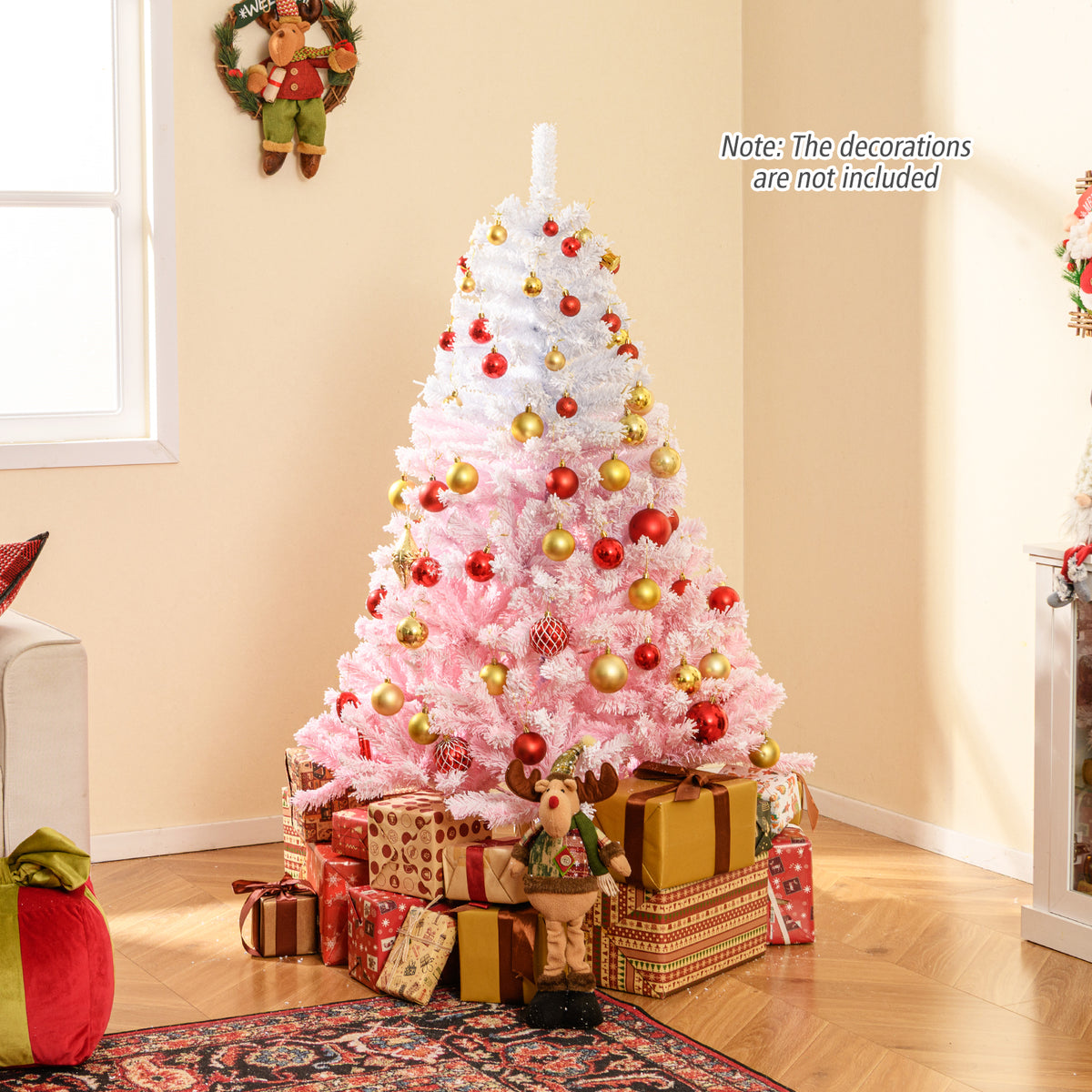 2025 New Artificial Christmas Tree with Folding Metal Stand and 456 Branch Tips-5FT-Christmas Trees-DECOROLALA