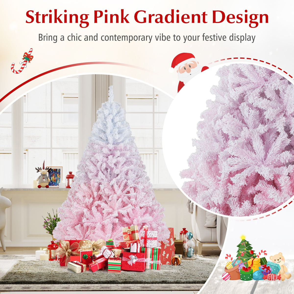 2025 New Artificial Christmas Tree with Folding Metal Stand and 456 Branch Tips-6FT-Christmas Trees-DECOROLALA