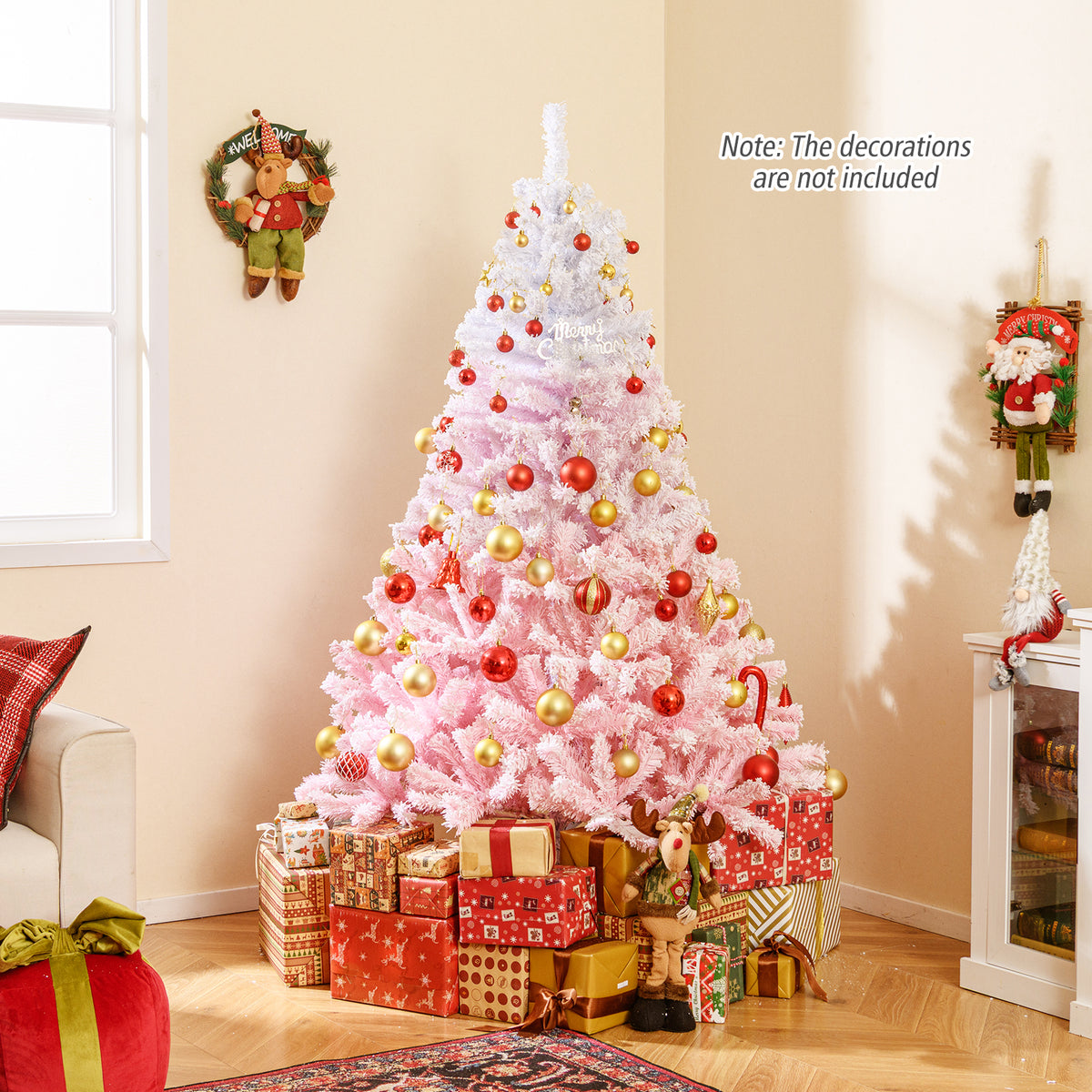 2025 New Artificial Christmas Tree with Folding Metal Stand and 456 Branch Tips-6FT-Christmas Trees-DECOROLALA