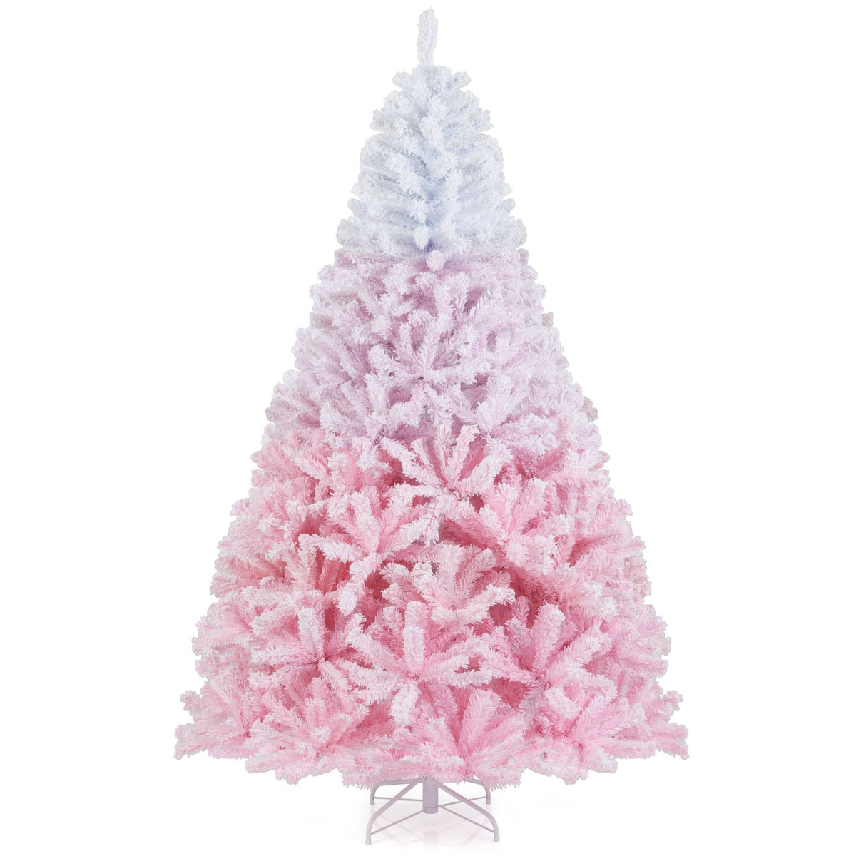 2025 New Artificial Christmas Tree with Folding Metal Stand and 456 Branch Tips-7FT-Christmas Trees-DECOROLALA