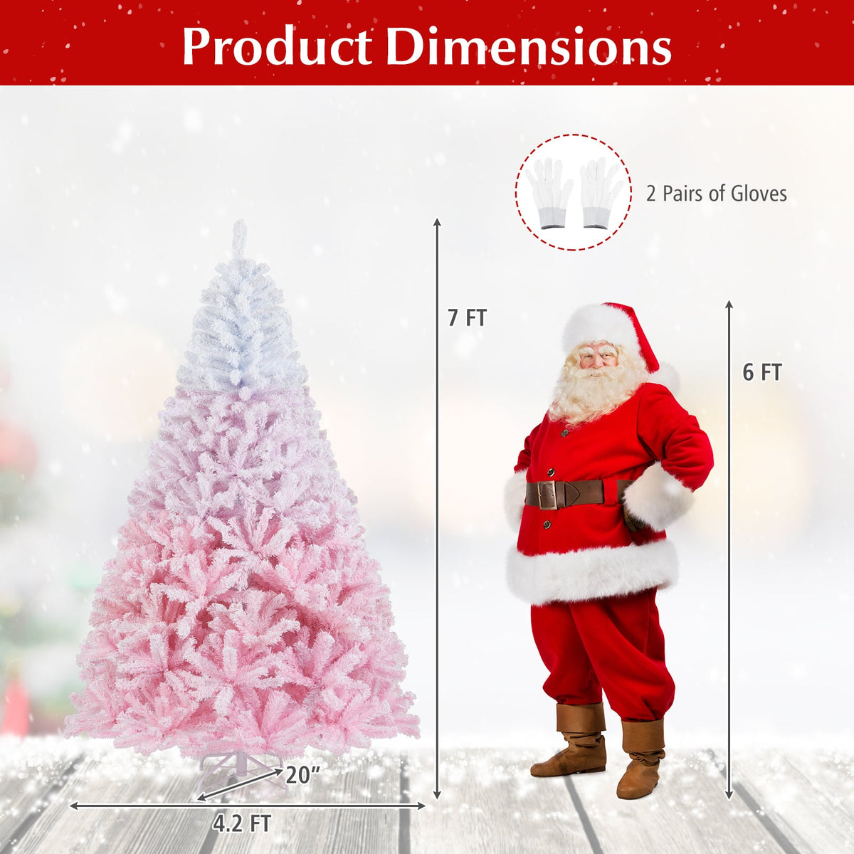 2025 New Artificial Christmas Tree with Folding Metal Stand and 456 Branch Tips-7FT-Christmas Trees-DECOROLALA