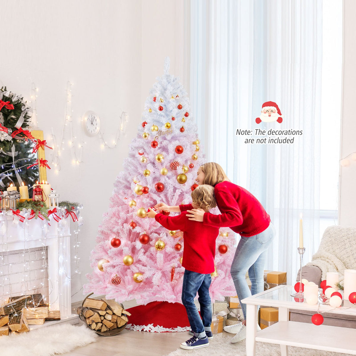 2025 New Artificial Christmas Tree with Folding Metal Stand and 456 Branch Tips-7FT-Christmas Trees-DECOROLALA