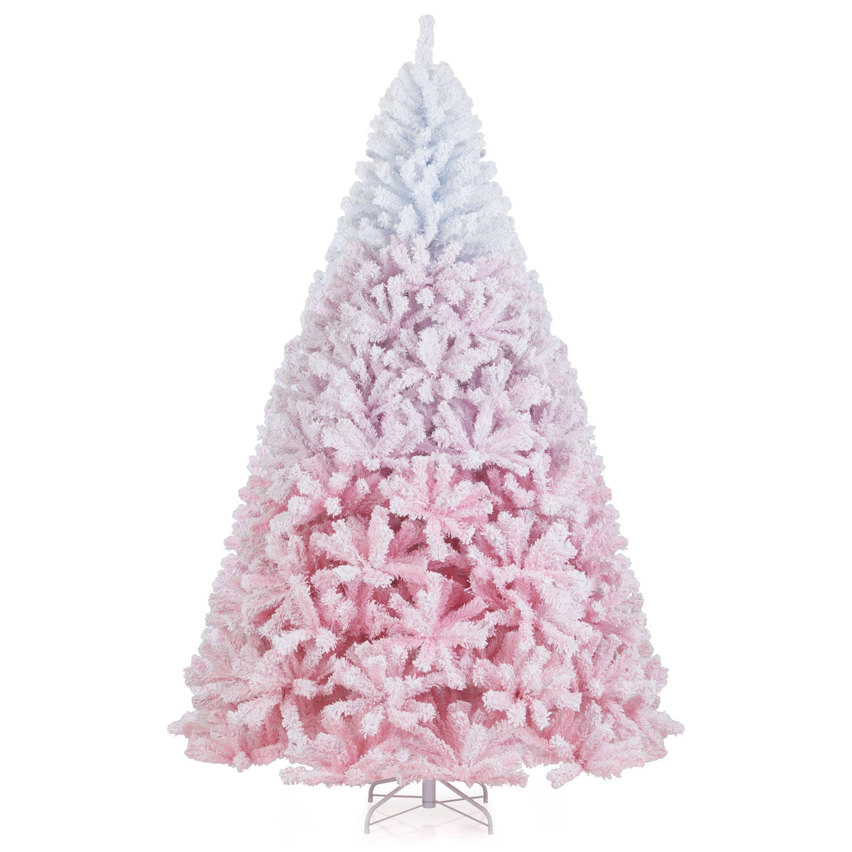 2025 New Artificial Christmas Tree with Folding Metal Stand and 456 Branch Tips-8 FT-Christmas Trees-DECOROLALA