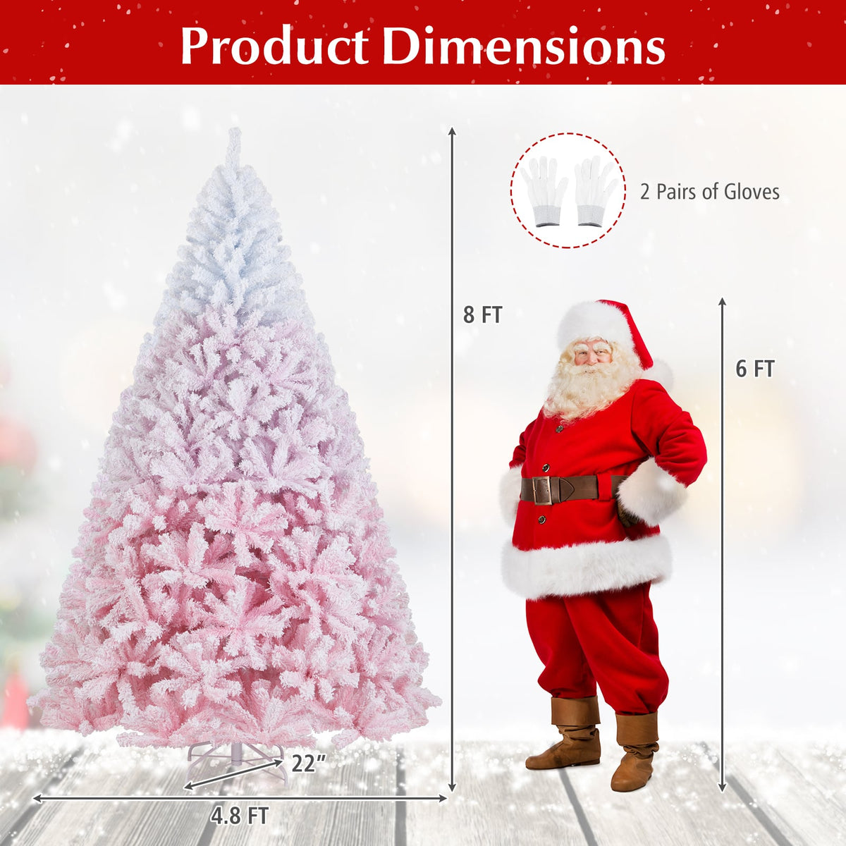2025 New Artificial Christmas Tree with Folding Metal Stand and 456 Branch Tips-8 FT-Christmas Trees-DECOROLALA