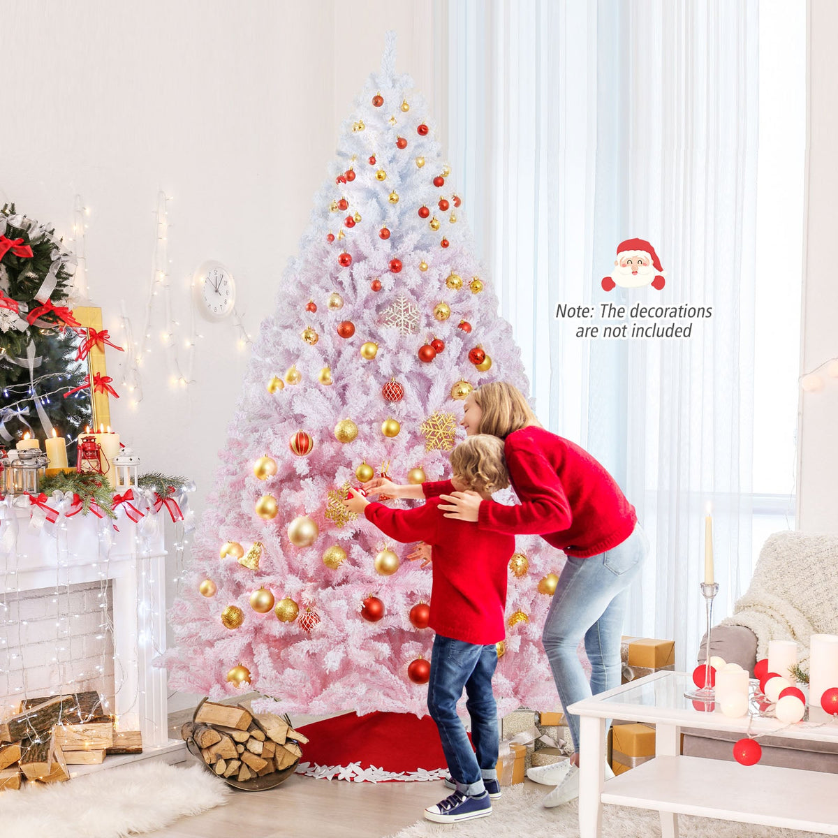 2025 New Artificial Christmas Tree with Folding Metal Stand and 456 Branch Tips-8 FT-Christmas Trees-DECOROLALA