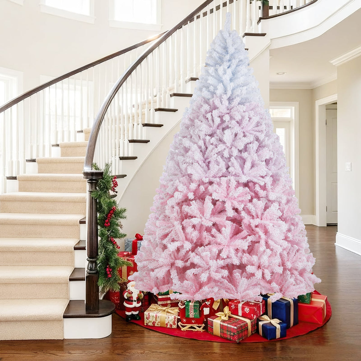 2025 New Artificial Christmas Tree with Folding Metal Stand and 456 Branch Tips-8 FT-Christmas Trees-DECOROLALA