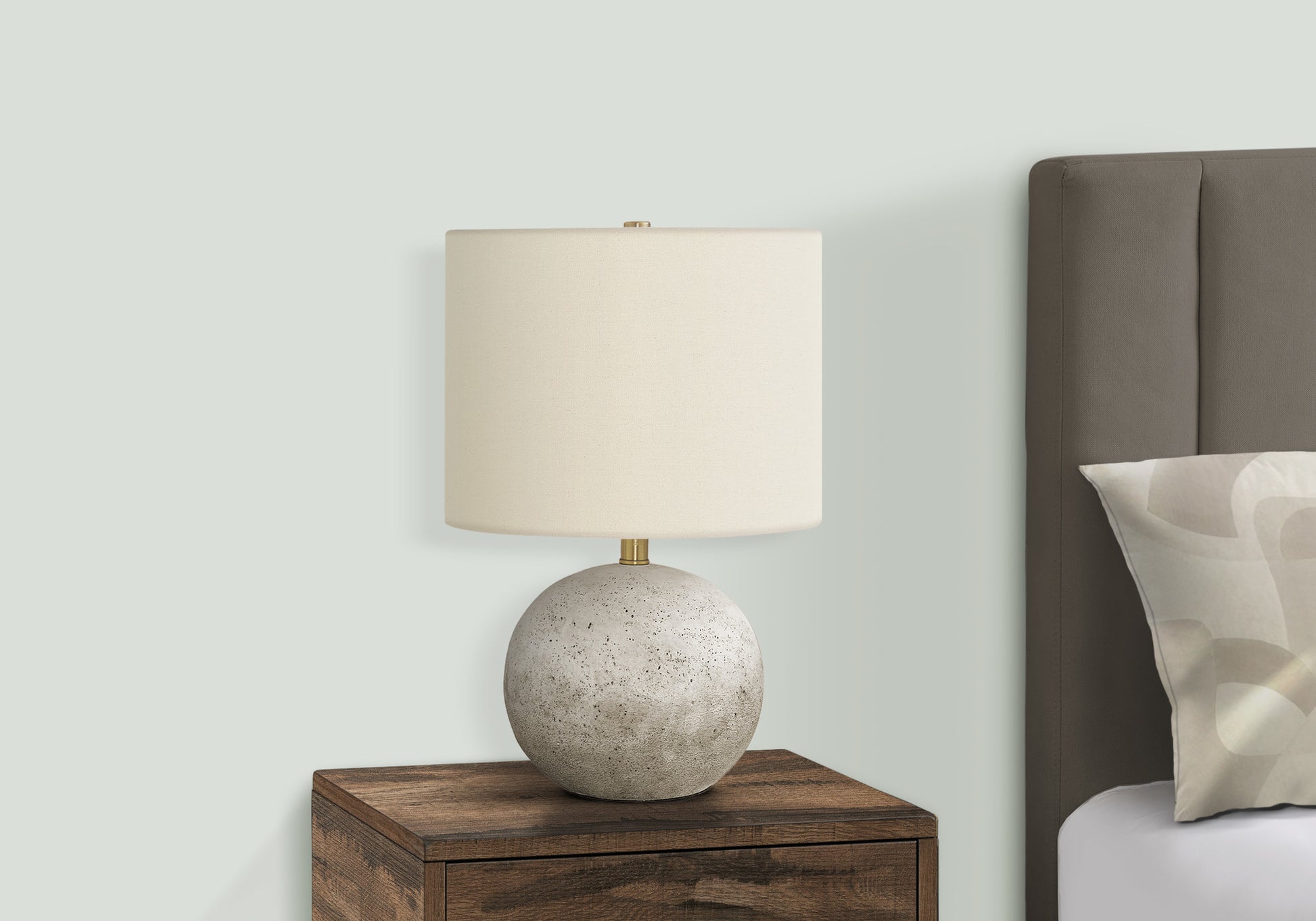 20"H Sphere Table Lamp Grey Concrete Base Ivory Shade-Lighting-DECOROLALA
