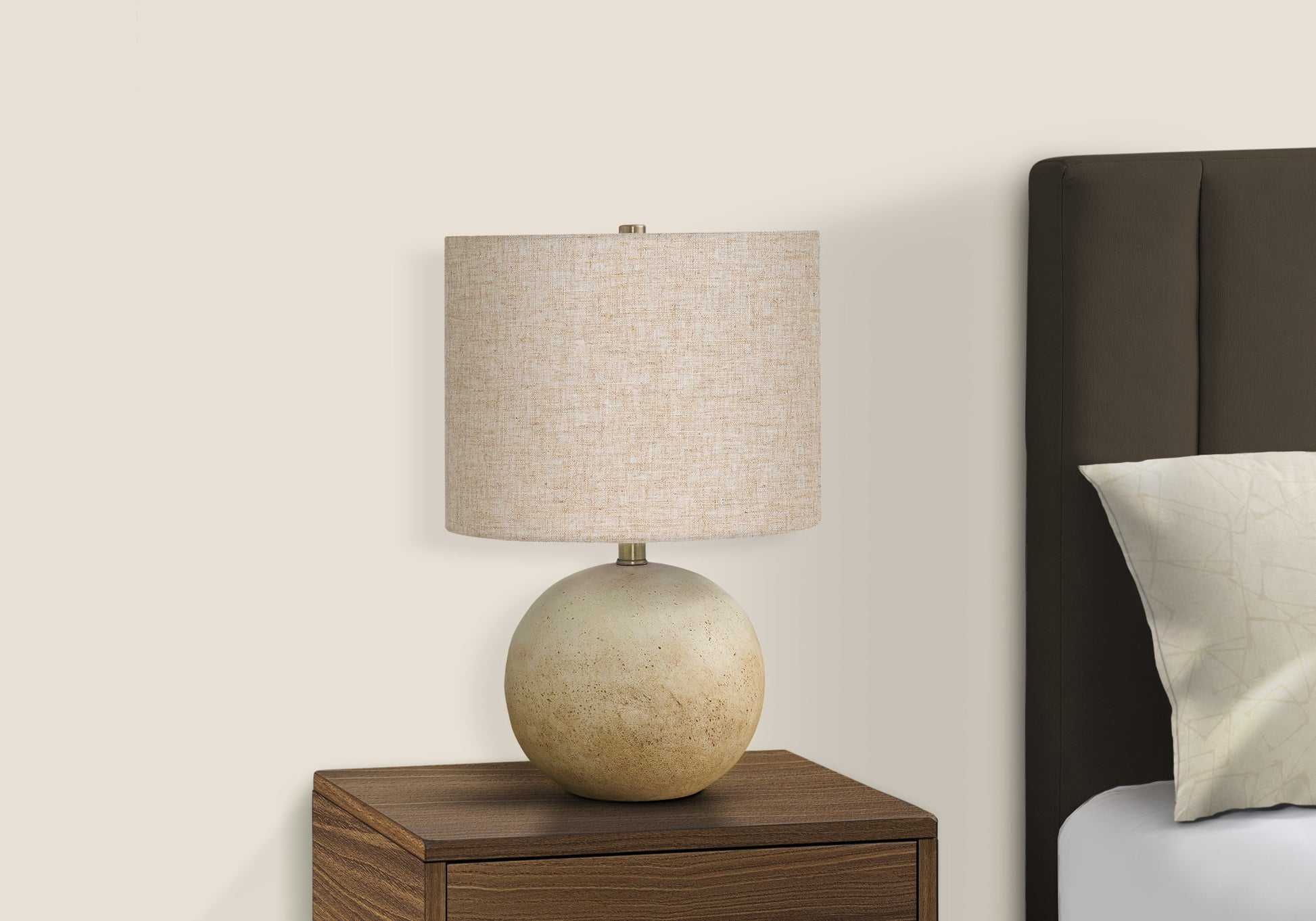 20"H Sphere Table Lamp Grey Concrete Base Ivory Shade-Lighting-DECOROLALA