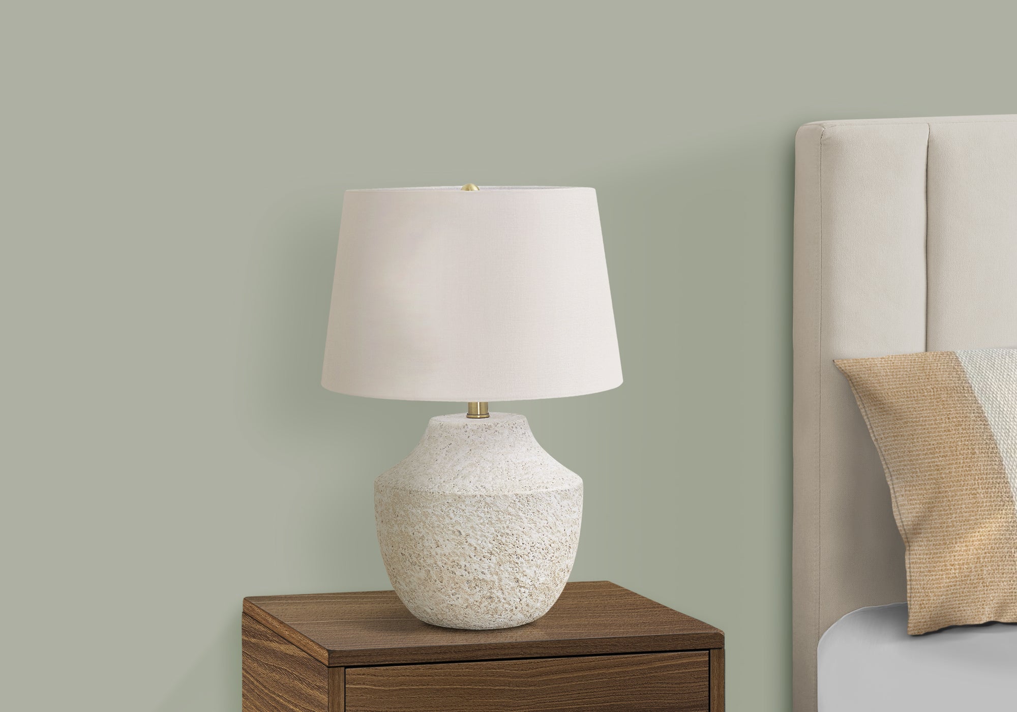 20"H Table Lamp Cream Concrete Base Ivory Shade-Lighting-DECOROLALA