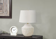 20"H Table Lamp Cream Concrete Base Ivory Shade-Lighting-DECOROLALA