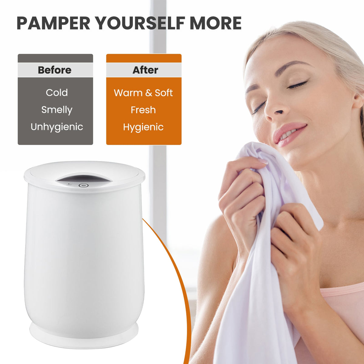 20L Bucket Towel Warmer - White Portable Spa Heater 450W-Dryers-DECOROLALA