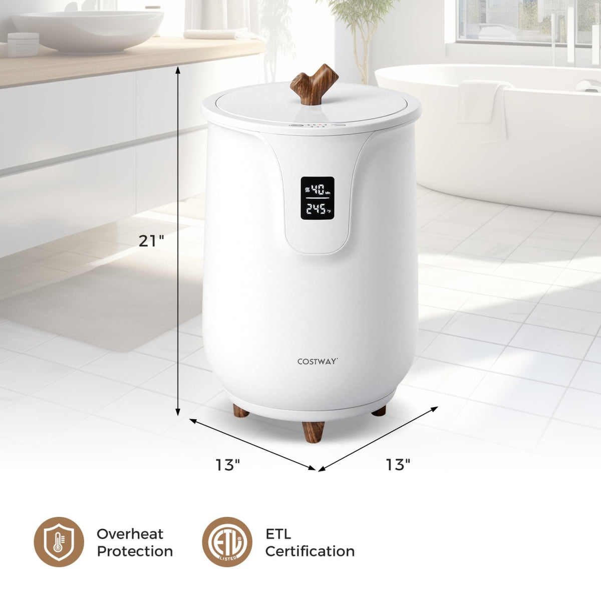 20L Blanket and Towel Warmer Bucket - 3 Heat Levels White-Dryers-DECOROLALA