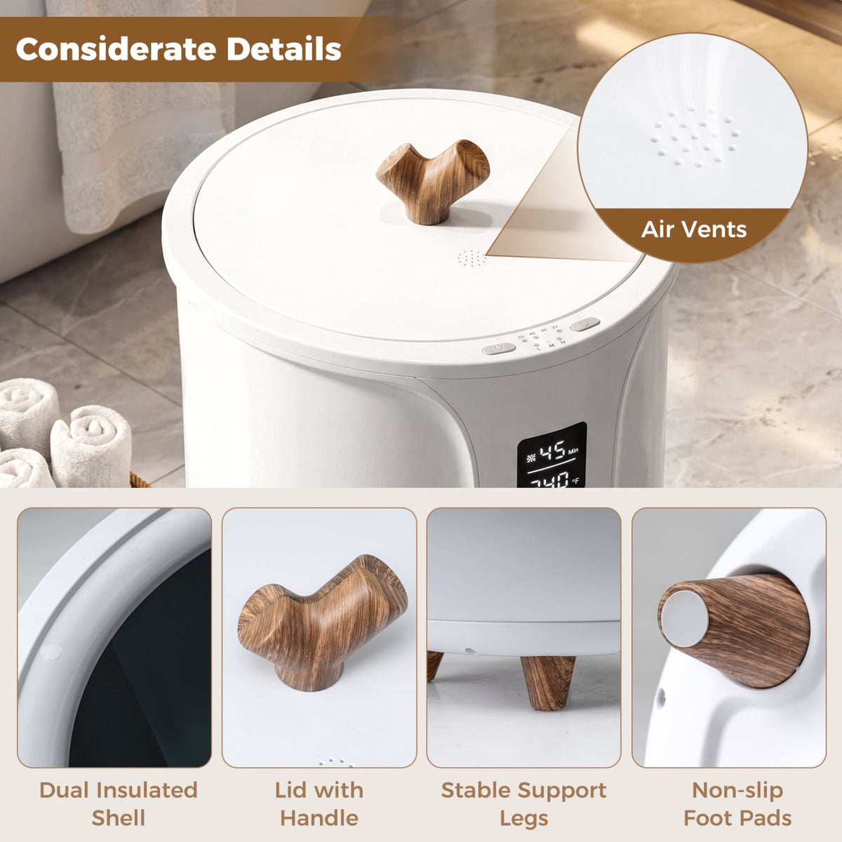 20L Blanket and Towel Warmer Bucket - 3 Heat Levels White-Dryers-DECOROLALA