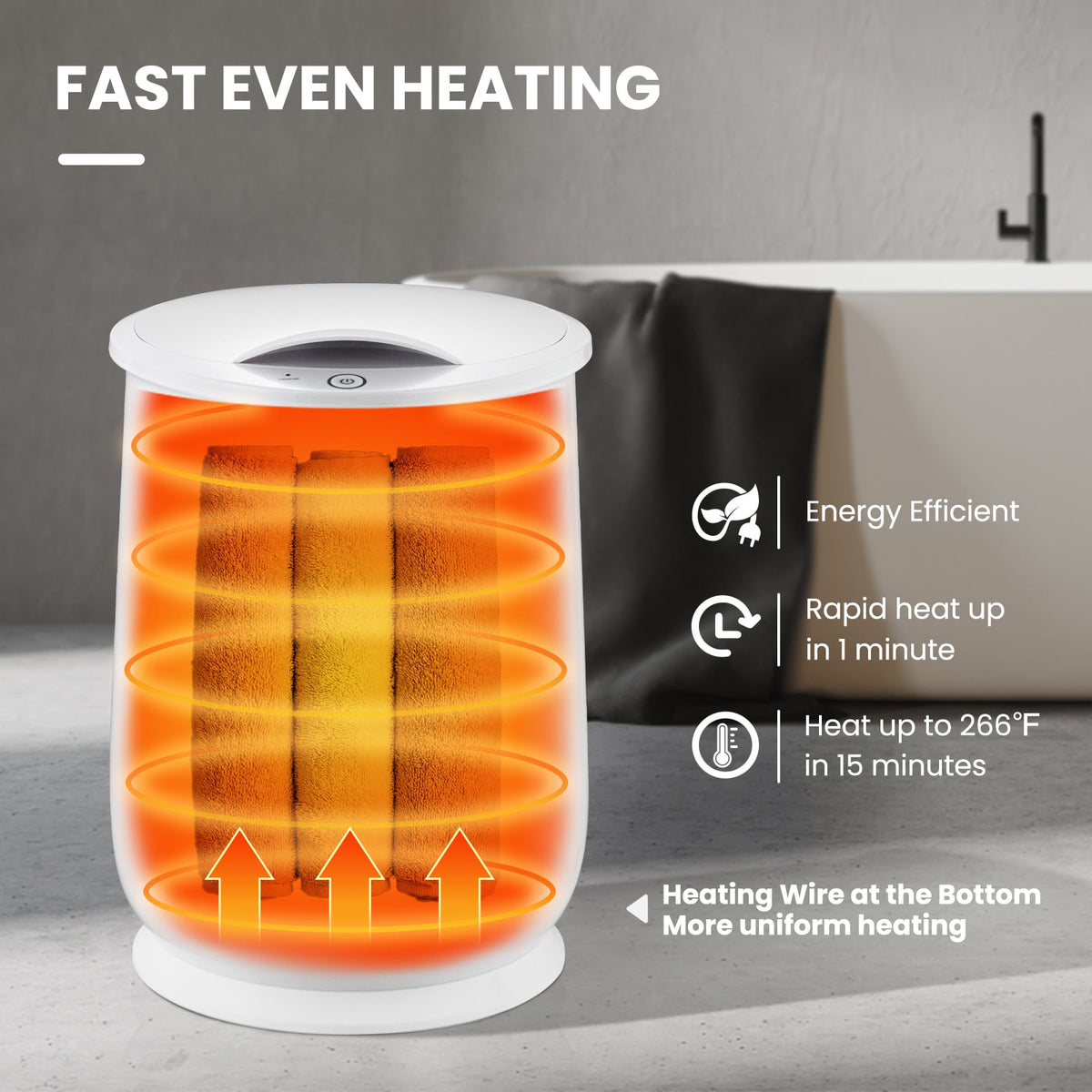 20L Bucket Towel Warmer - White Portable Spa Heater 450W-Dryers-DECOROLALA