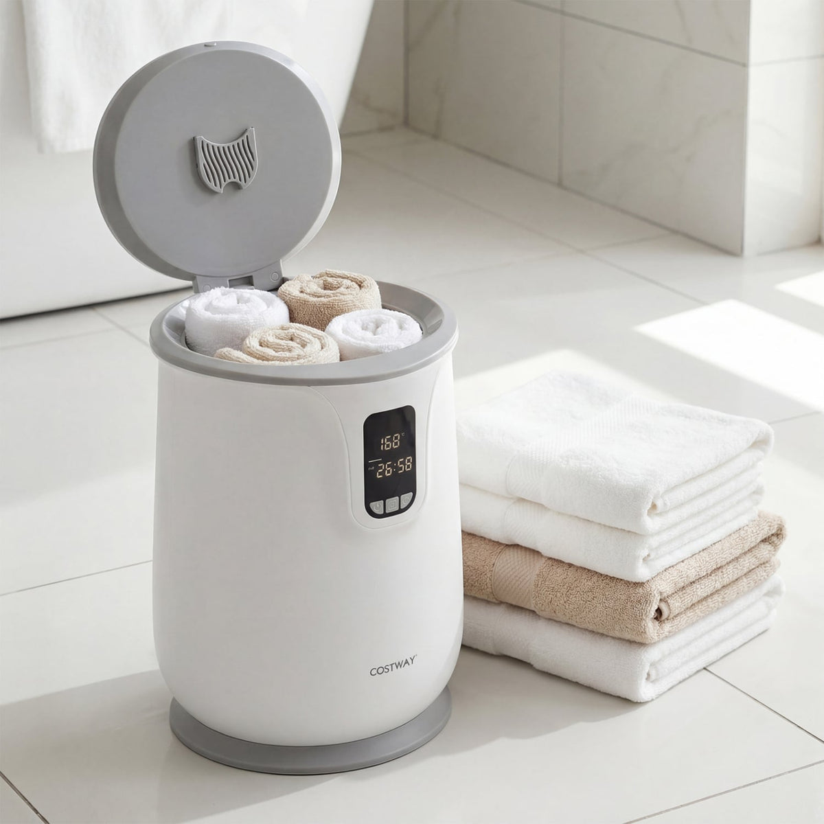 20L Large Blanket and Towel Warmer Bucket - White & Gray-Dryers-DECOROLALA