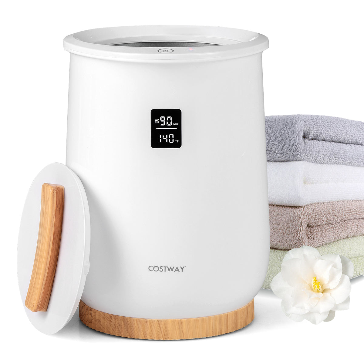 20L Heated Towel Warmer Bucket with LED Display - White-Dryers-DECOROLALA