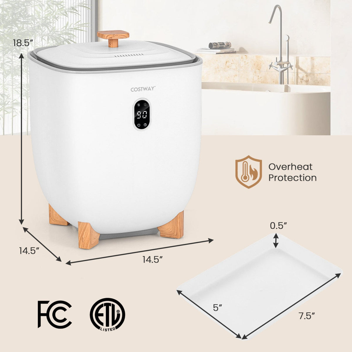 20L Towel Warmer Bucket and Dryer - White PTC Air Heater-Dryers-DECOROLALA