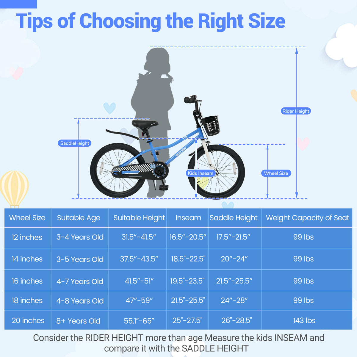 Vélo réglable pour enfants avec béquille et panier de rangement, à partir de 8 ans