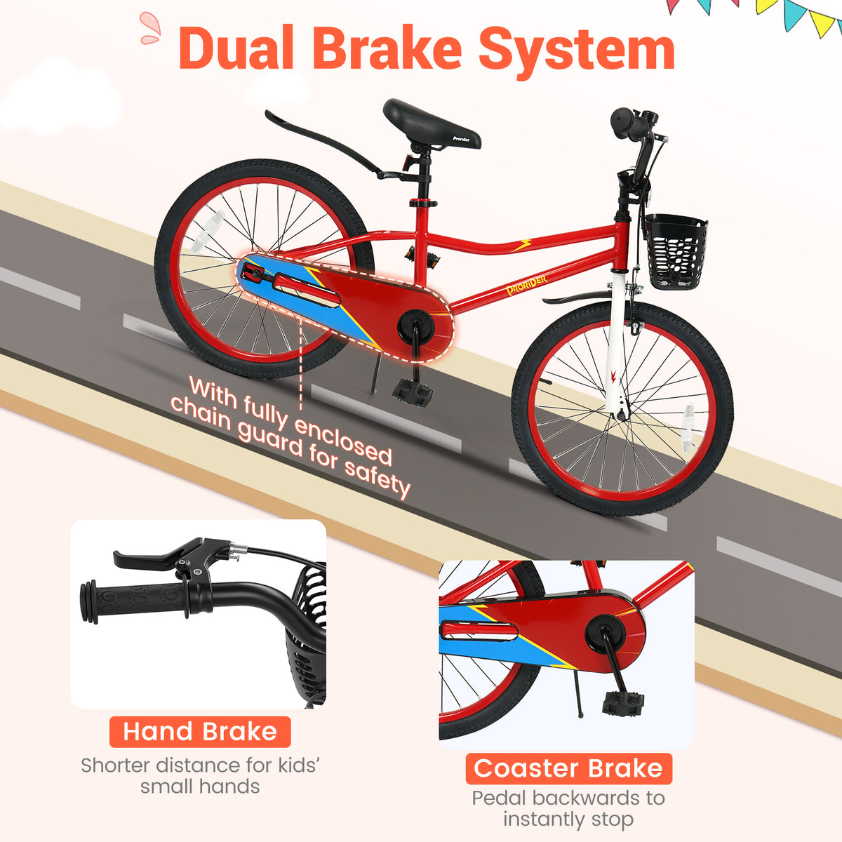 Vélo réglable pour enfants avec béquille et panier de rangement, à partir de 8 ans