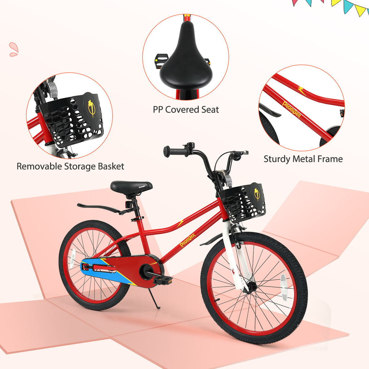 Vélo réglable pour enfants avec béquille et panier de rangement, à partir de 8 ans