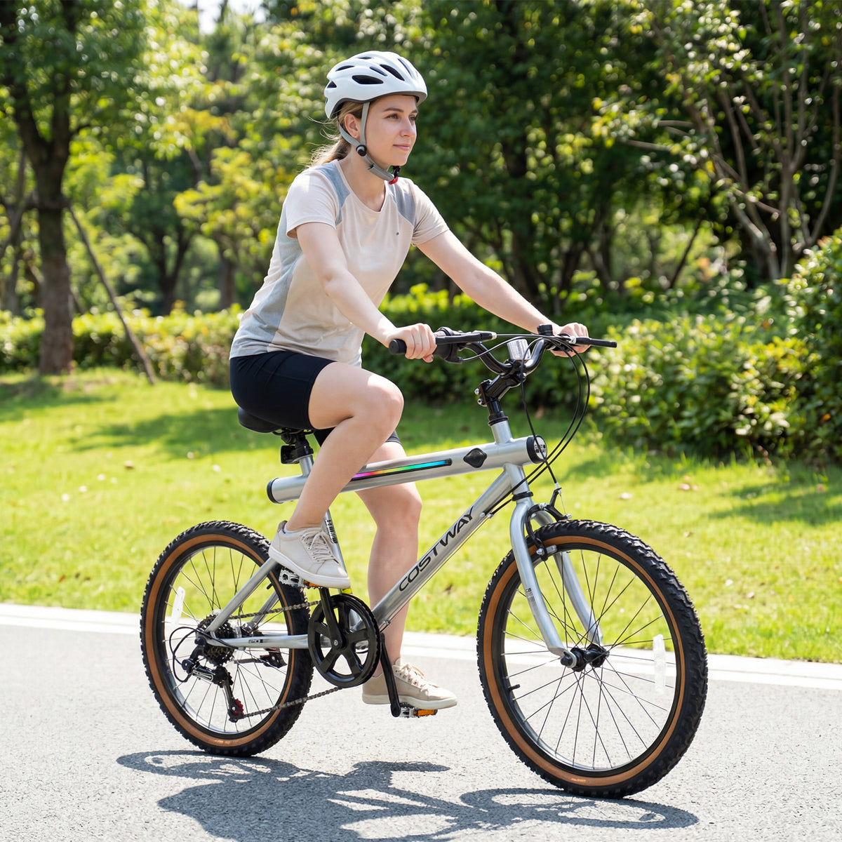 LED-lit Cycling Bike with 2 Speakers and Ambient Lights for Men and Women