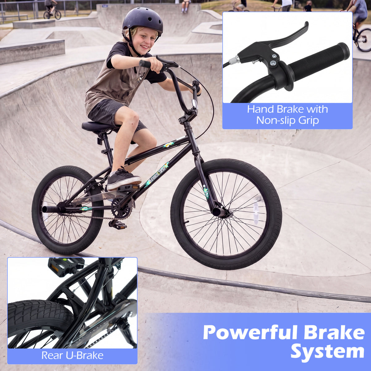 20" Trick Bicycle with 270 Degree Steering and Adjustable Seat for Kids and Teens
