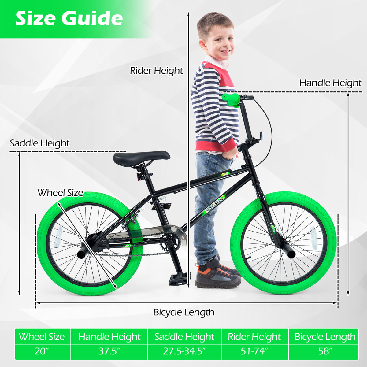 20" Trick Bicycle with 270 Degree Steering and Adjustable Seat for Kids and Teens