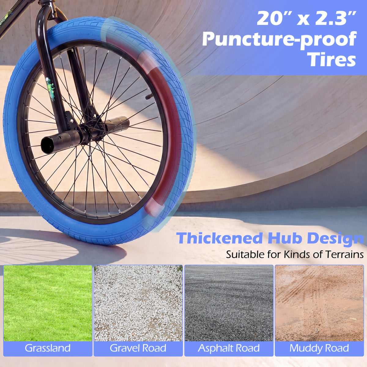 20" Trick Bicycle with 270 Degree Steering and Adjustable Seat for Kids and Teens