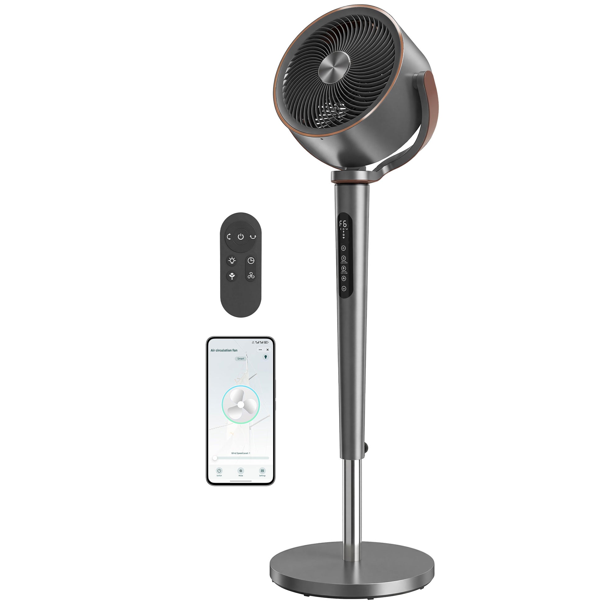20dB Silent Standing Fan, Oscillating Fan with 12 Speeds, LED Light, WiFi & Remote Control, 12H Timer-Home Furnishings > Appliances > Fans > Stand Fans-DECOROLALA