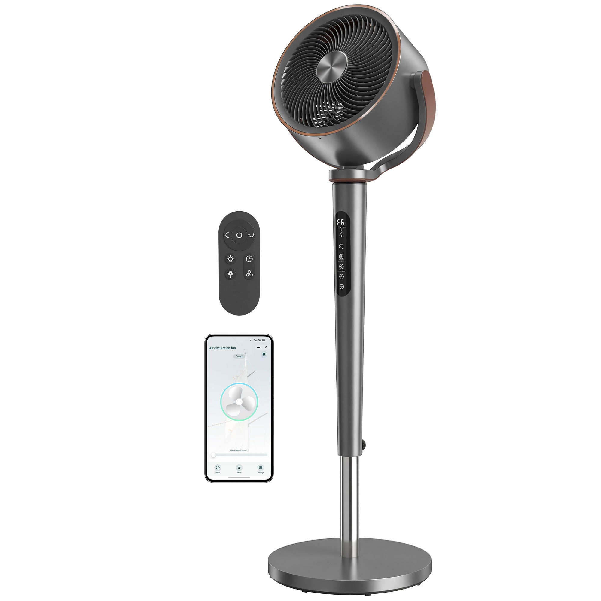20dB Silent Standing Fan, Oscillating Fan with 12 Speeds, LED Light, WiFi & Remote Control, 12H Timer-Home Furnishings > Appliances > Fans > Stand Fans-DECOROLALA