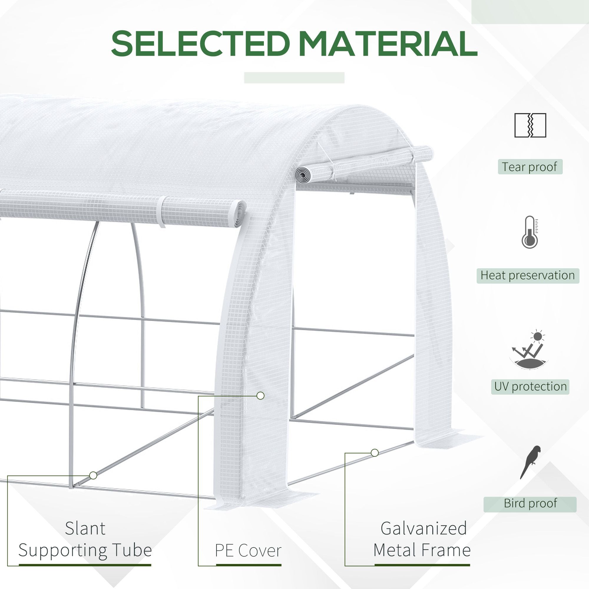 20'x10'x6.6' Tunnel Greenhouse - White PE Cover-DECOROLALA