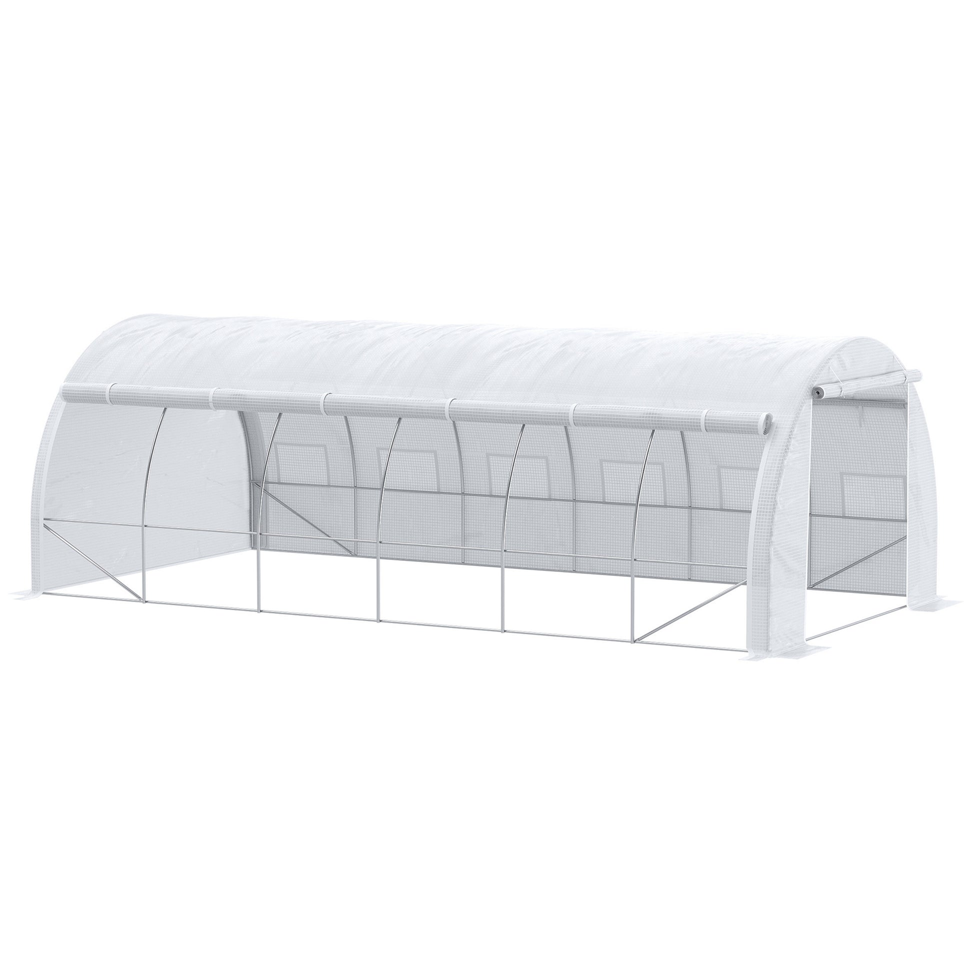 20'x10'x6.6' Tunnel Greenhouse - White PE Cover-DECOROLALA