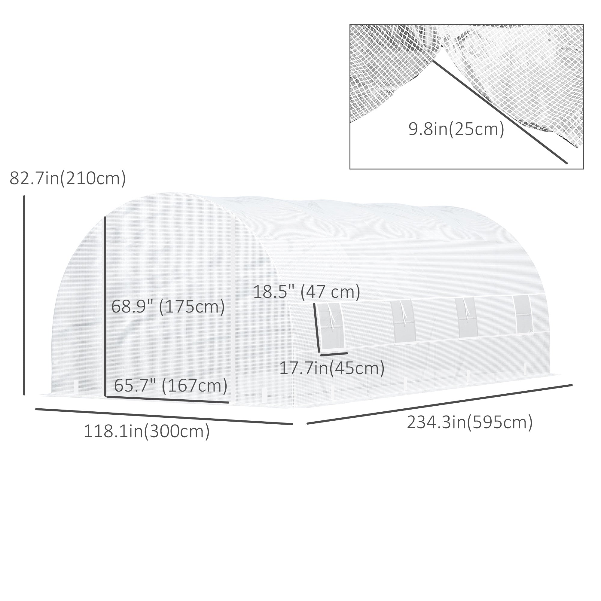 20x10x7ft Heavy Duty Walk-in Tunnel Greenhouse - White-DECOROLALA