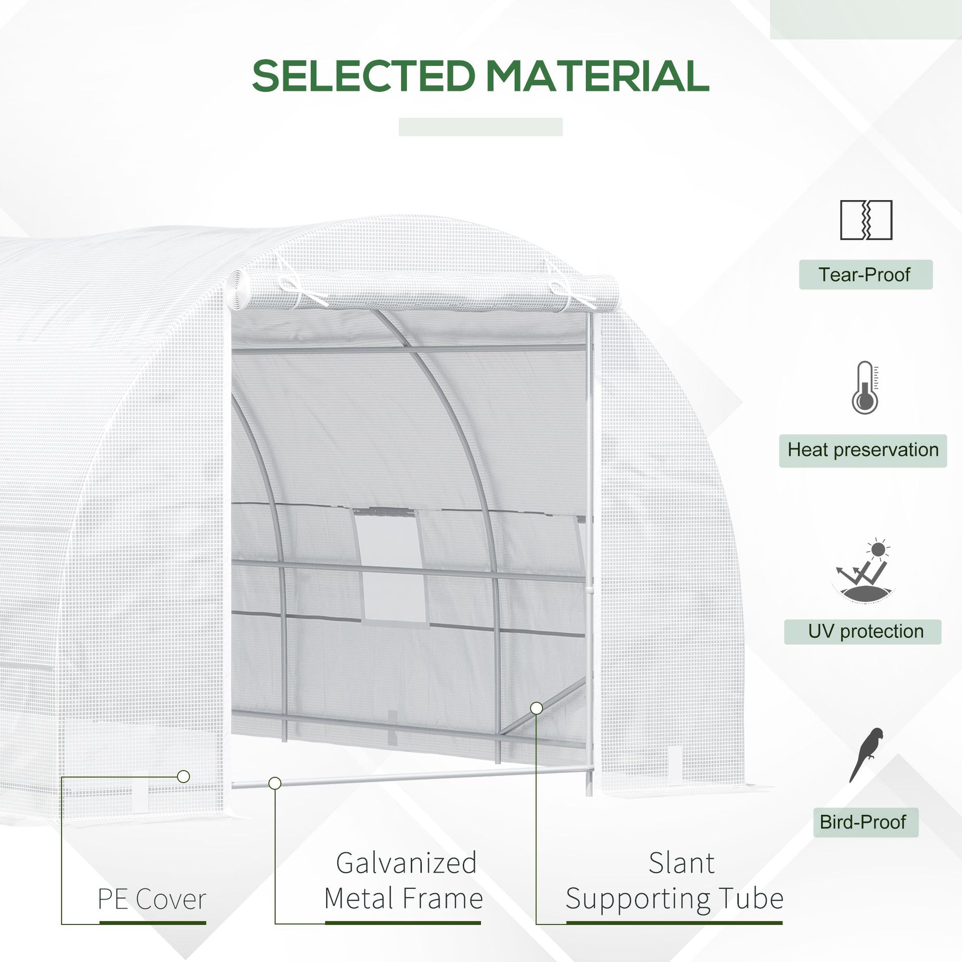 20x10x7ft Heavy Duty Walk-in Tunnel Greenhouse - White-DECOROLALA