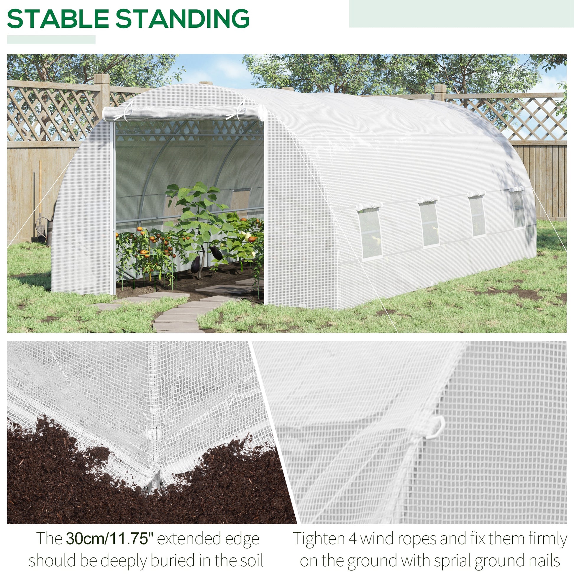 20x10x7ft Heavy Duty Walk-in Tunnel Greenhouse - White-DECOROLALA