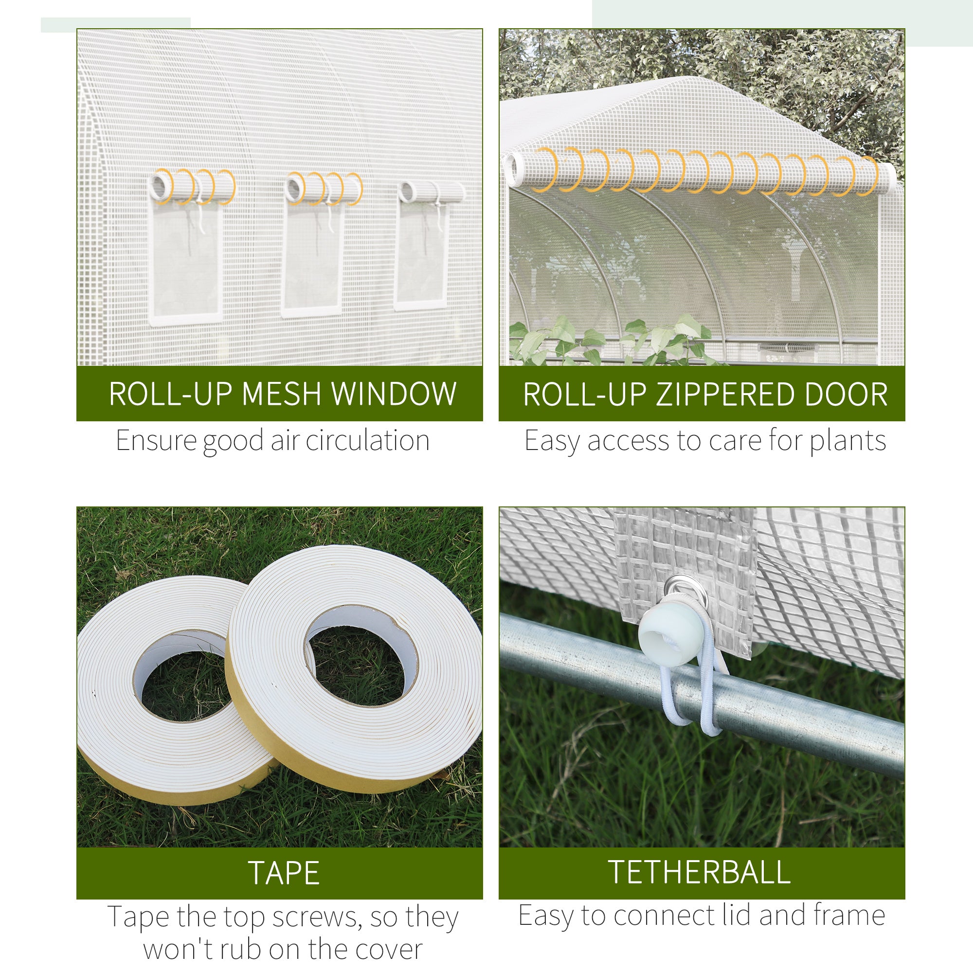 20x10x7ft Heavy Duty Walk-in Tunnel Greenhouse - White-DECOROLALA